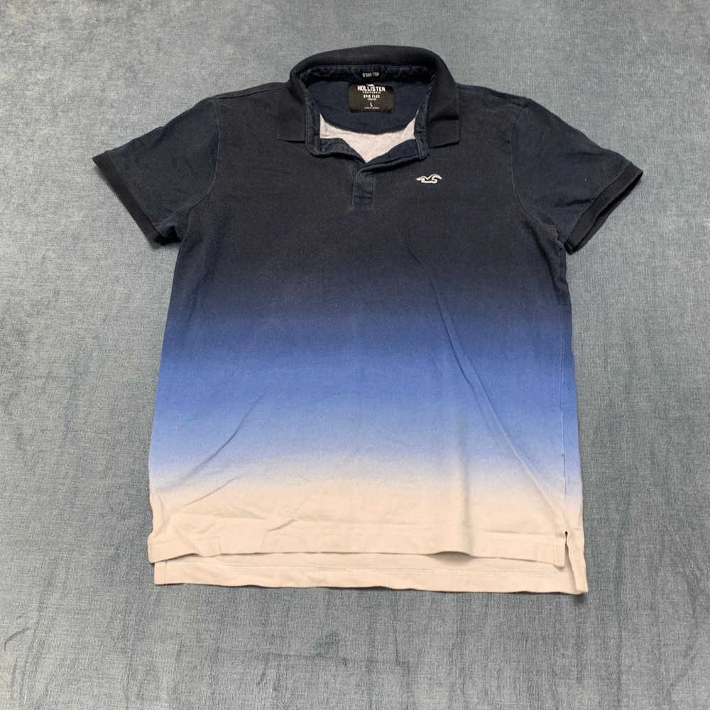 Hollister Polo Shirt Mens Large Blue Colorblock Stretch Epic Flex Golf Tennis